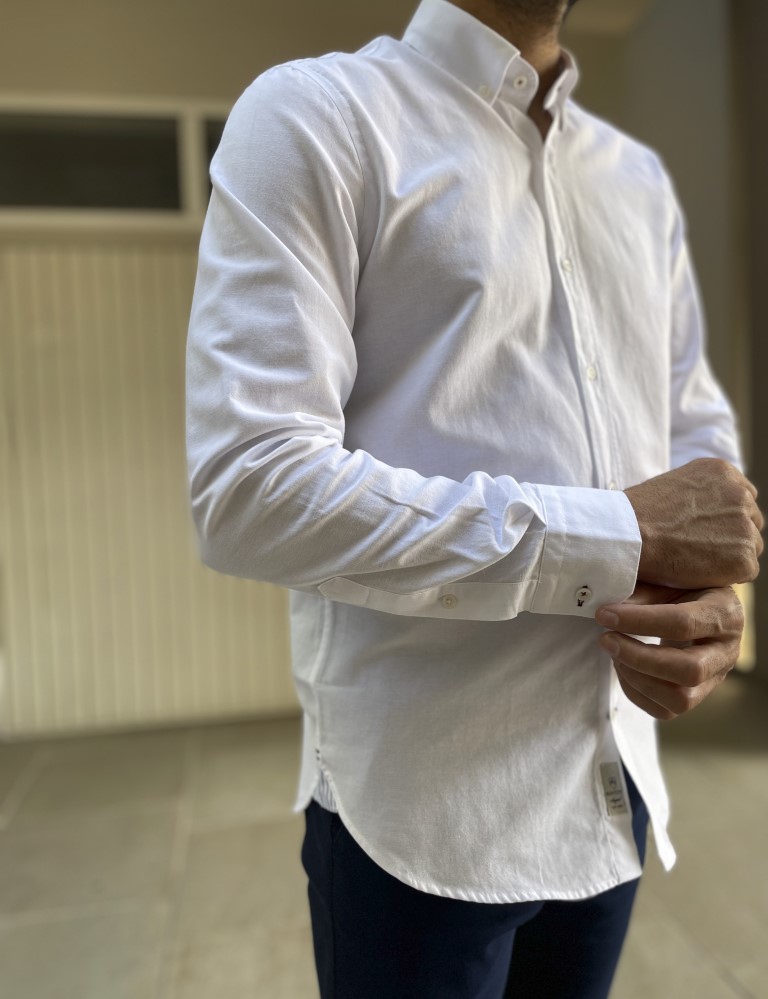 Ανδρικό λευκό πουκάμισο με γιακά 1754 φωτογραφία